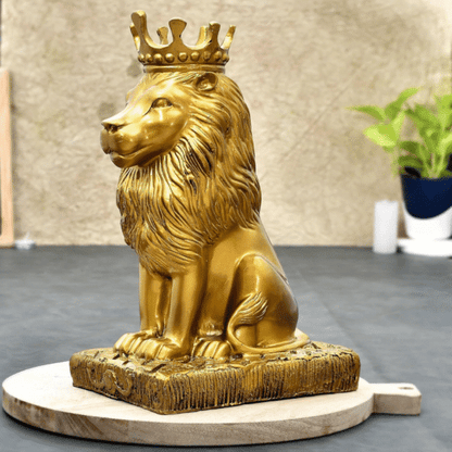 Crowned Lion Statue – Regal Home Decor