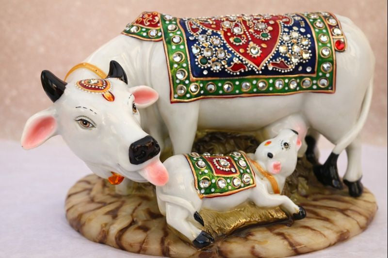 Cow and Calf Kamdhenu Idol – Positive Energy & Prosperity